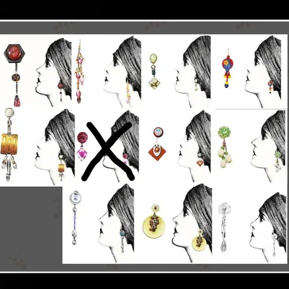 White & Black Earrings Long Dangles Lalique Look Lily, OOAK Recycled Vintag - Picture 11 of 11